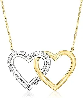 0.10 ct. t.w. Diamond Interlocking Heart Necklace in Silver & Yellow Gold, 18 inches