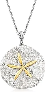 0.10 ct. t.w. Diamond Sand Dollar Necklace in Sterling Silver & 14kt Yellow Gold