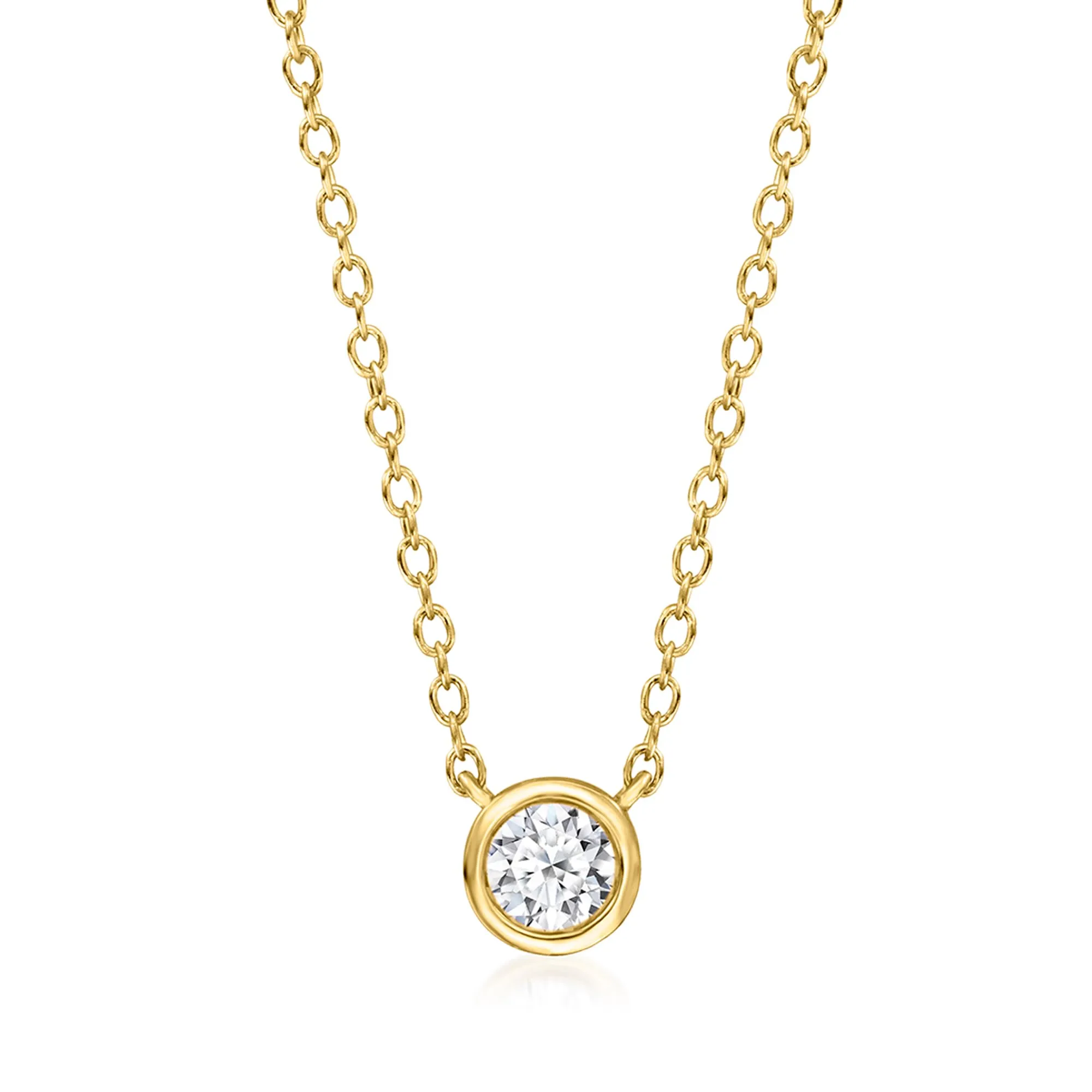 0.15 Carat Bezel-Set Lab-Grown Diamond Necklace in 18kt Gold Over Sterling - Ross-Simons