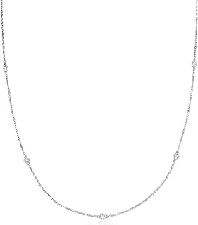 0.25 ct. t.w. Bezel-Set Diamond Station Necklace in Sterling Silver