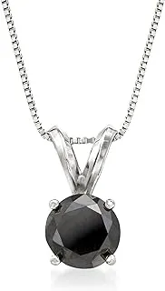 1.00 Carat Black Diamond Solitaire Necklace in 14kt White Gold