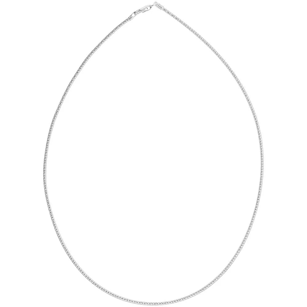 1.25-1.6mm Sterling Silver Diamond Cut Round Omega Necklace 18 Inch Hypoallergenic Women’s Jewelry