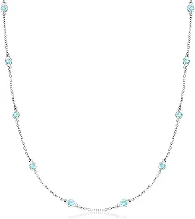 1.70 ct. t.w. Bezel-Set Swiss Blue Topaz Station Necklace in Sterling Silver