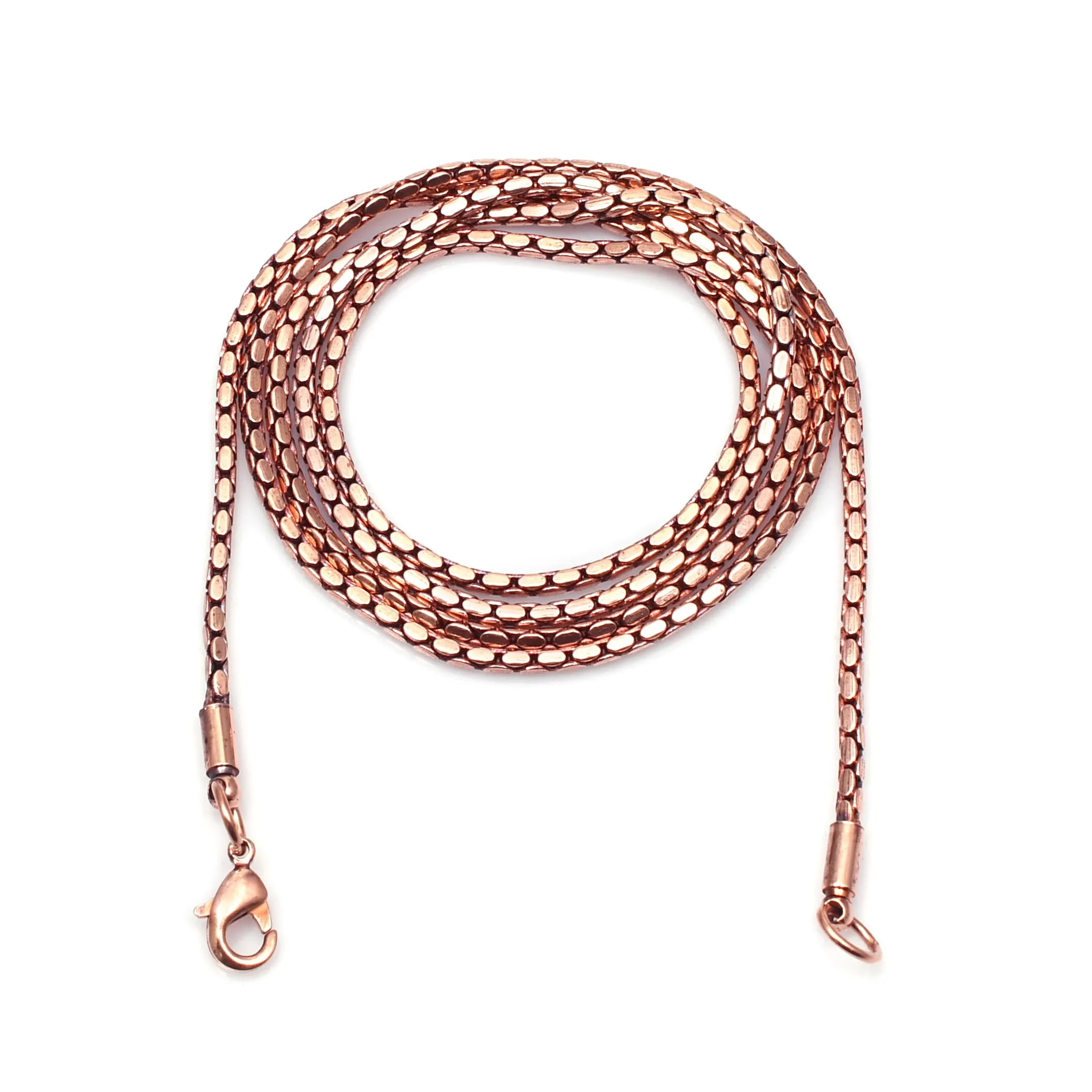 100% Pure Copper Herringbone Chain Necklace - Eco-Friendly Adjustable 16-Inch Pendant Jewelry