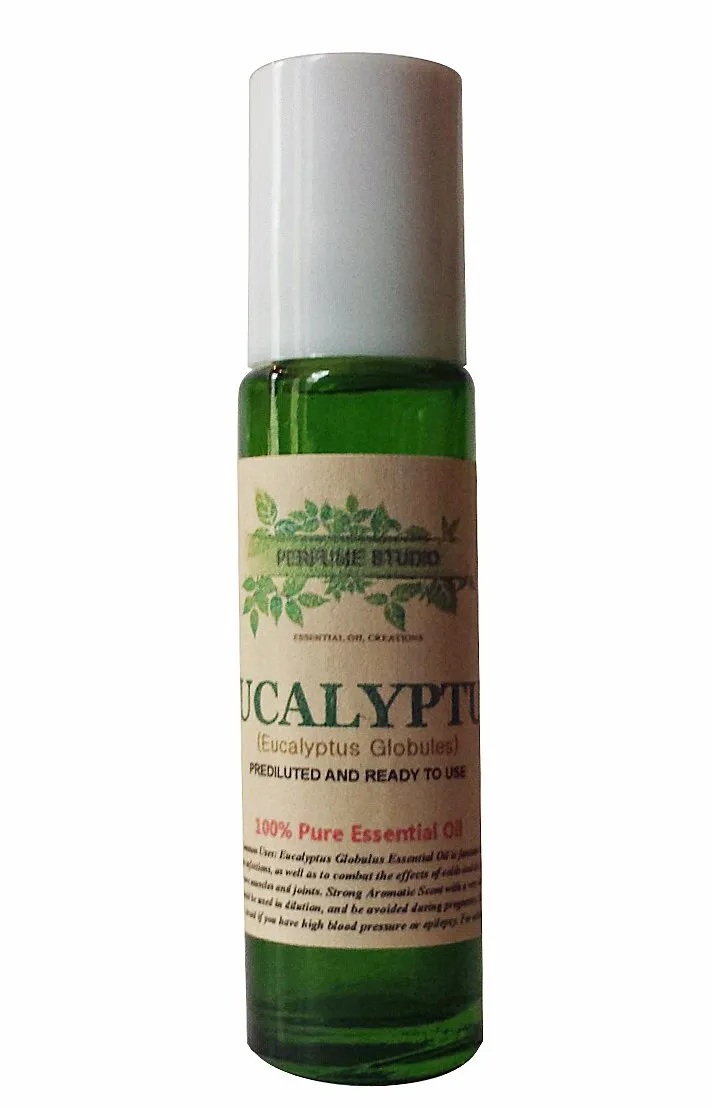 100% Pure Eucalyptus Essential Oil Roll-On, 11ml Prediluted with Coconut Oil, Aromatic Relief