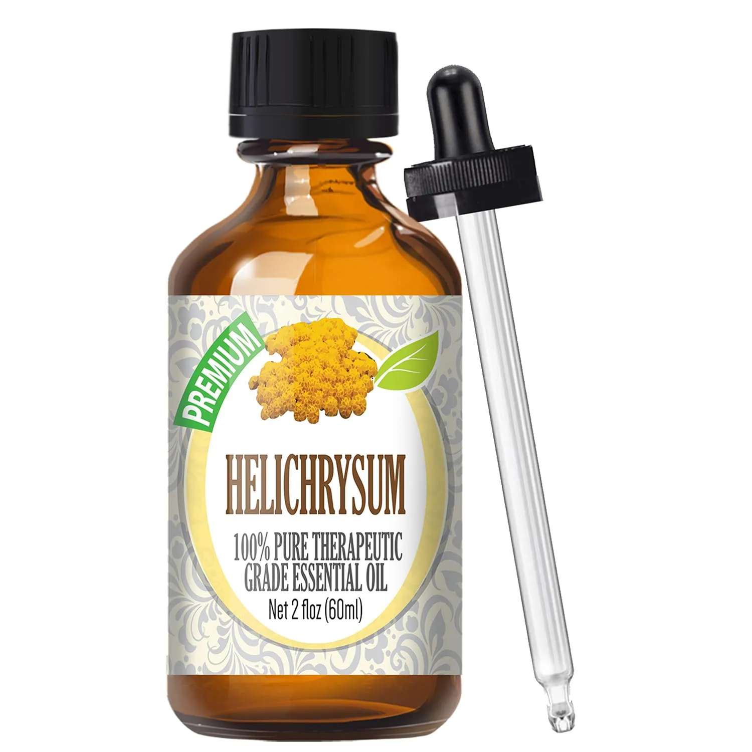 100% Pure Helichrysum Essential Oil 60ml - Natural Aromatherapy Oil with Built-In Eyedropper