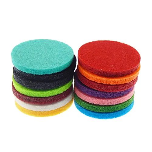 100PCS 1.18in Round Essential Oil Diffuser Locket Necklace Refill Pads – Washable Felt (30MM)