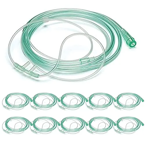 10 Pack High Flow Soft Oxygen Cannulas 7ft Tubing Kink Resistant Standard Connection