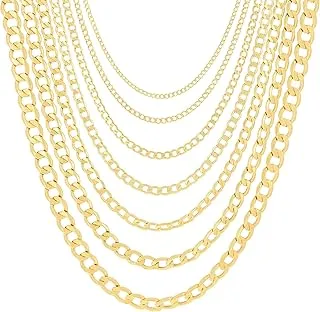 10K Yellow Gold Curb Cuban Link Chain Necklace 16'-30', 2mm-7.5mm, Italian Made Jewelry