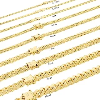 10K Yellow Gold Miami Cuban Link Chain Necklace 16'-30'