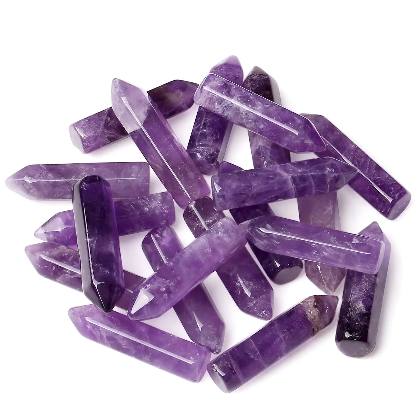 10PCS Amethyst Natural Healing Crystals Polished Tumbled Gemstones for Reiki Chakra Meditation