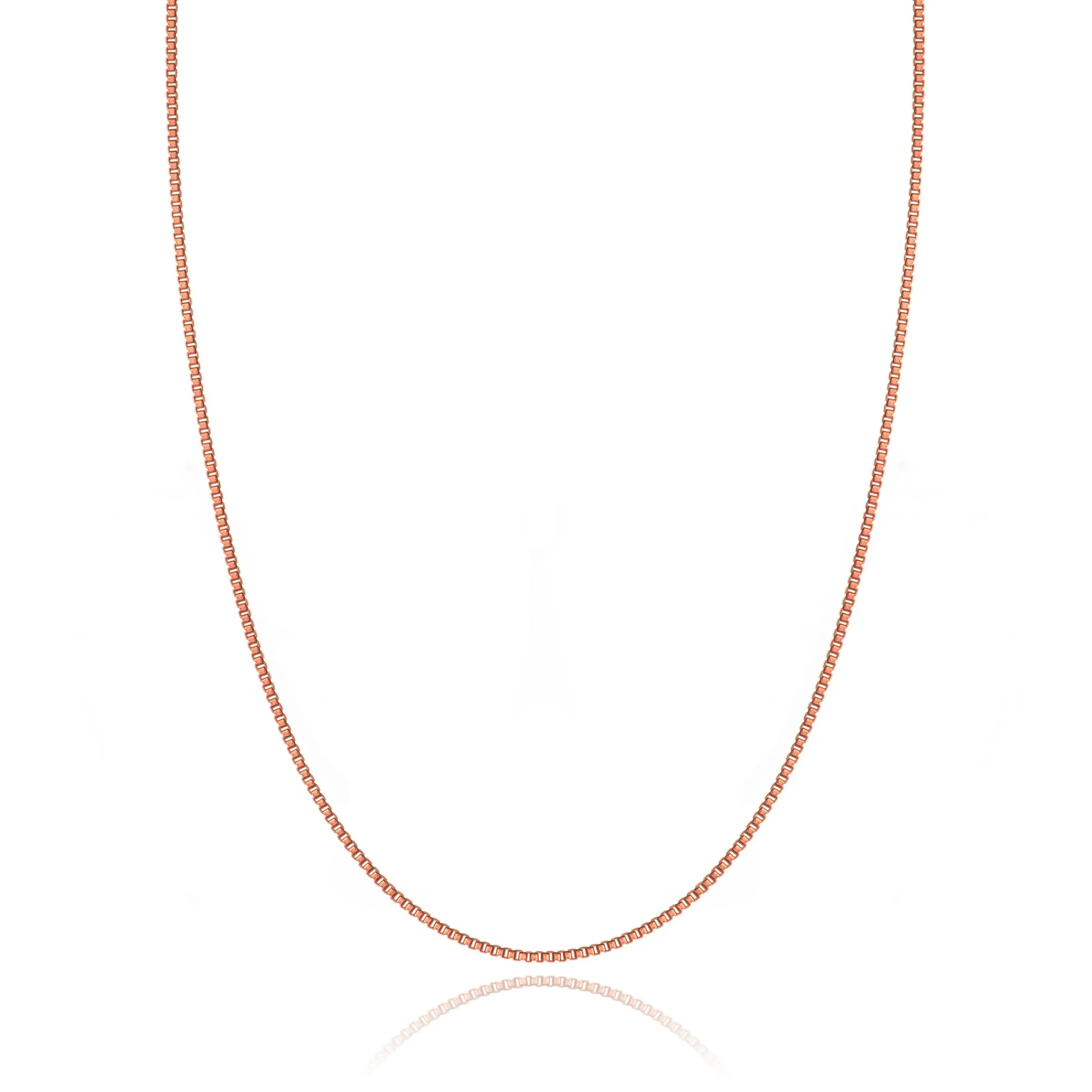 14K Rose Gold Filled Box Chain Necklace 0.7mm Italian-Made Timeless Classic 16'-36' Lengths