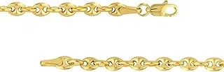 14k Solid Gold 4.5mm Puffed Mariner Anchor Chain Necklace with Lobster Lock