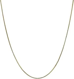 14K Solid Yellow Gold Box Chain Necklace 0.5mm & 1mm, Adjustable Length 16'-24'