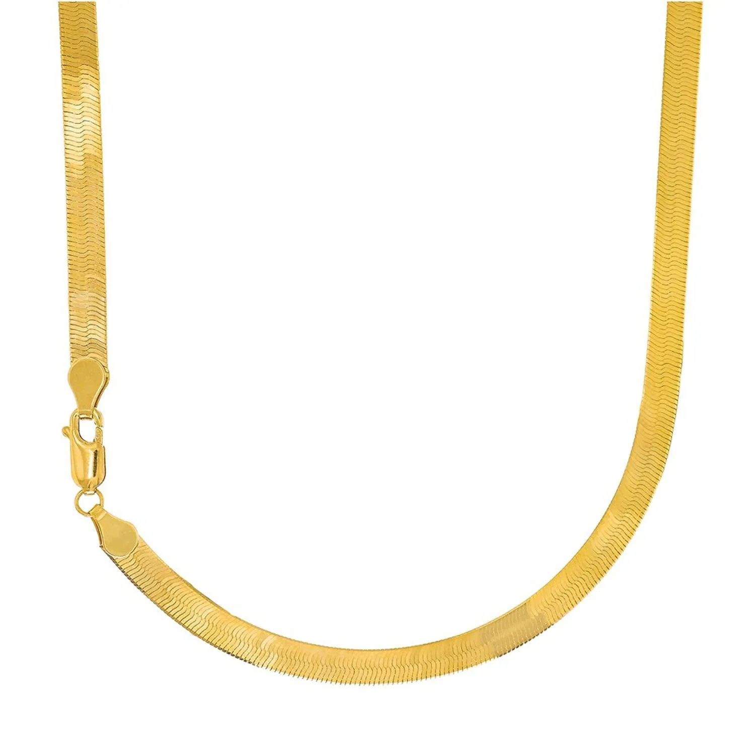 14K Solid Yellow Gold Flexible Silky Herringbone Necklace 3.0mm 16'-20' - Elegant & Versatile