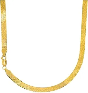 14K Solid Yellow Gold Flexible Silky Herringbone Necklace 4.0mm Adjustable 16'-24' Length