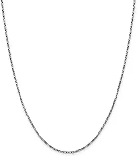 14k White Gold 1.5mm Round Box Chain Necklace with Secure Lobster Lock Clasp