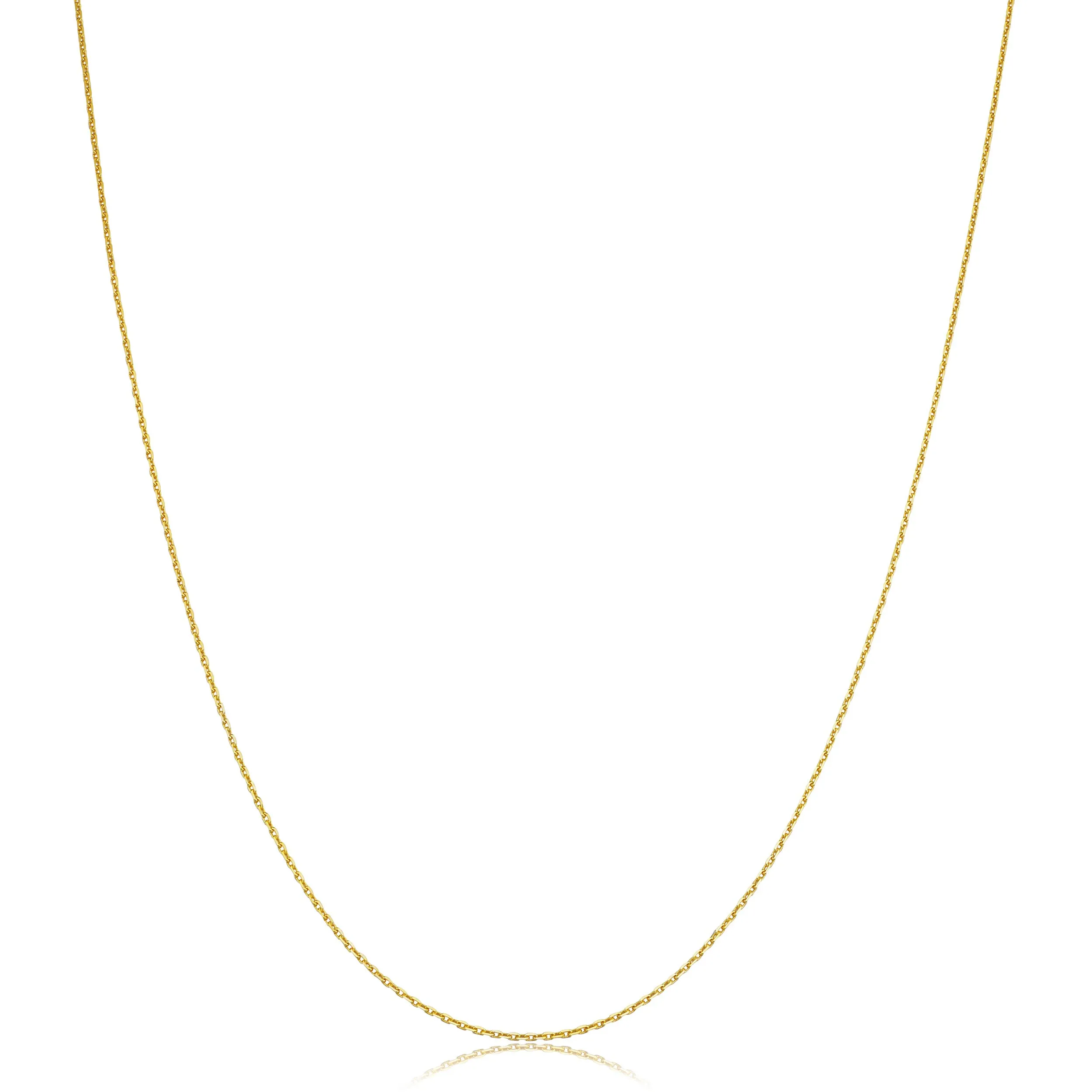 14k Yellow Gold 0.6mm Diamond-cut Cable Chain Necklace - 16-30 Inch Length Options