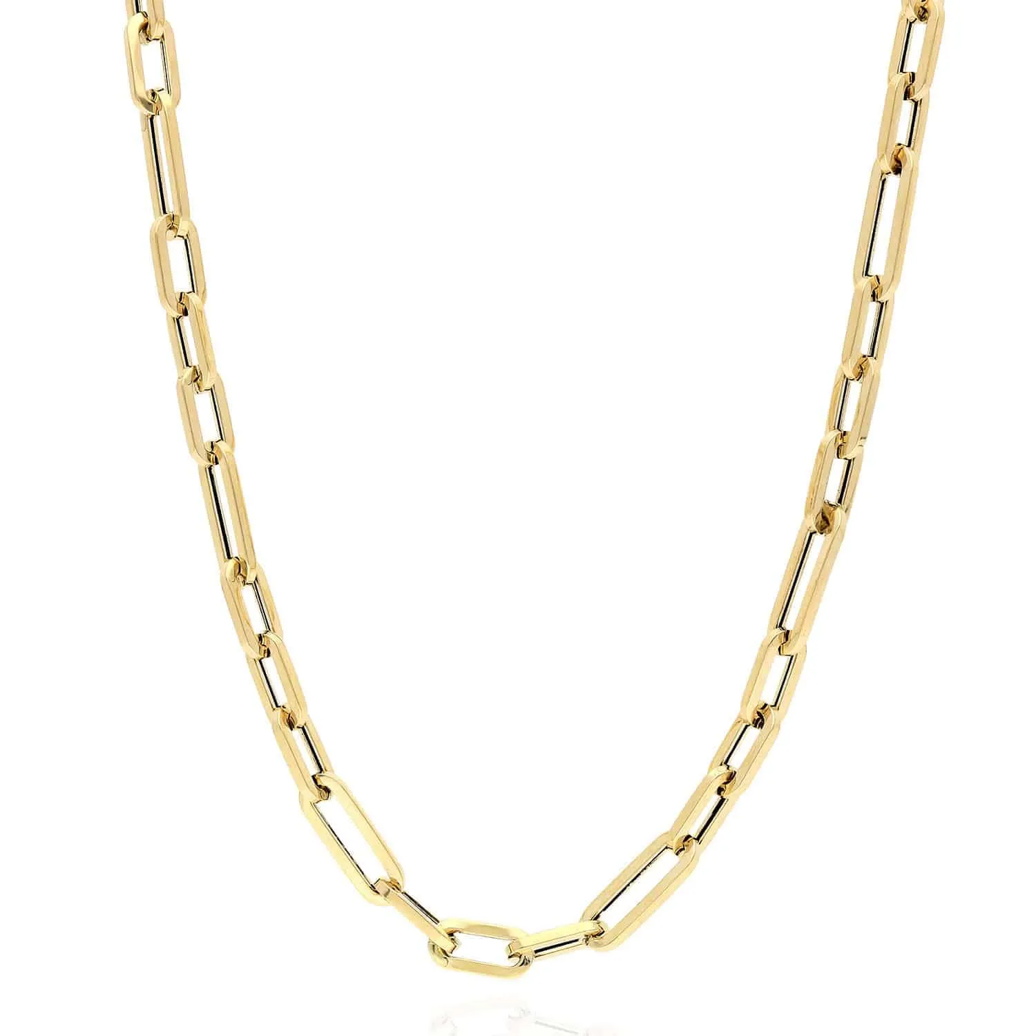 14K Yellow Gold 4mm Elongated Paperclip Figaro Chain Necklace 16'-24'