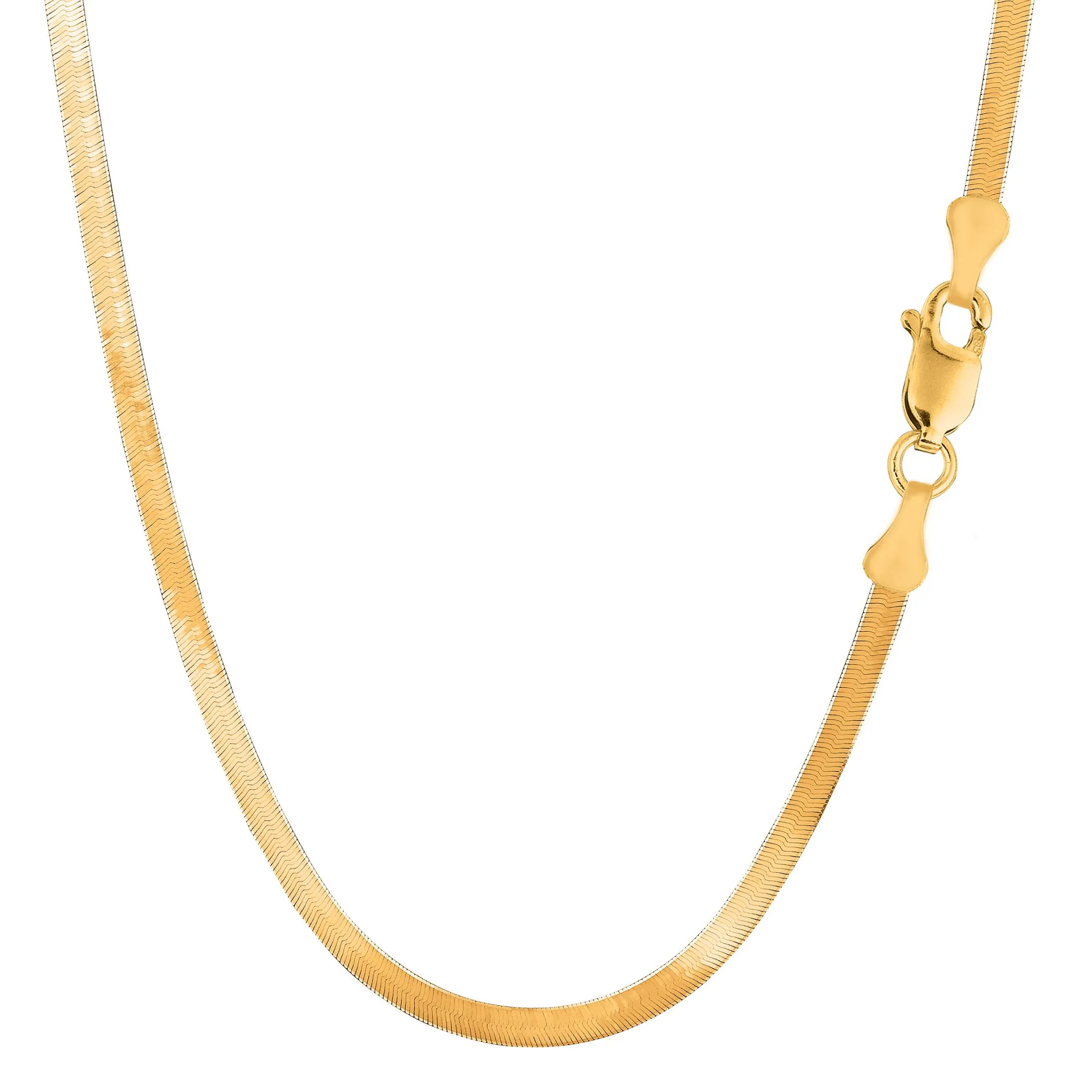 14k Yellow Gold Herringbone Chain Necklace, 3.0mm, 7 Inches, Unisex, High Polish Finish