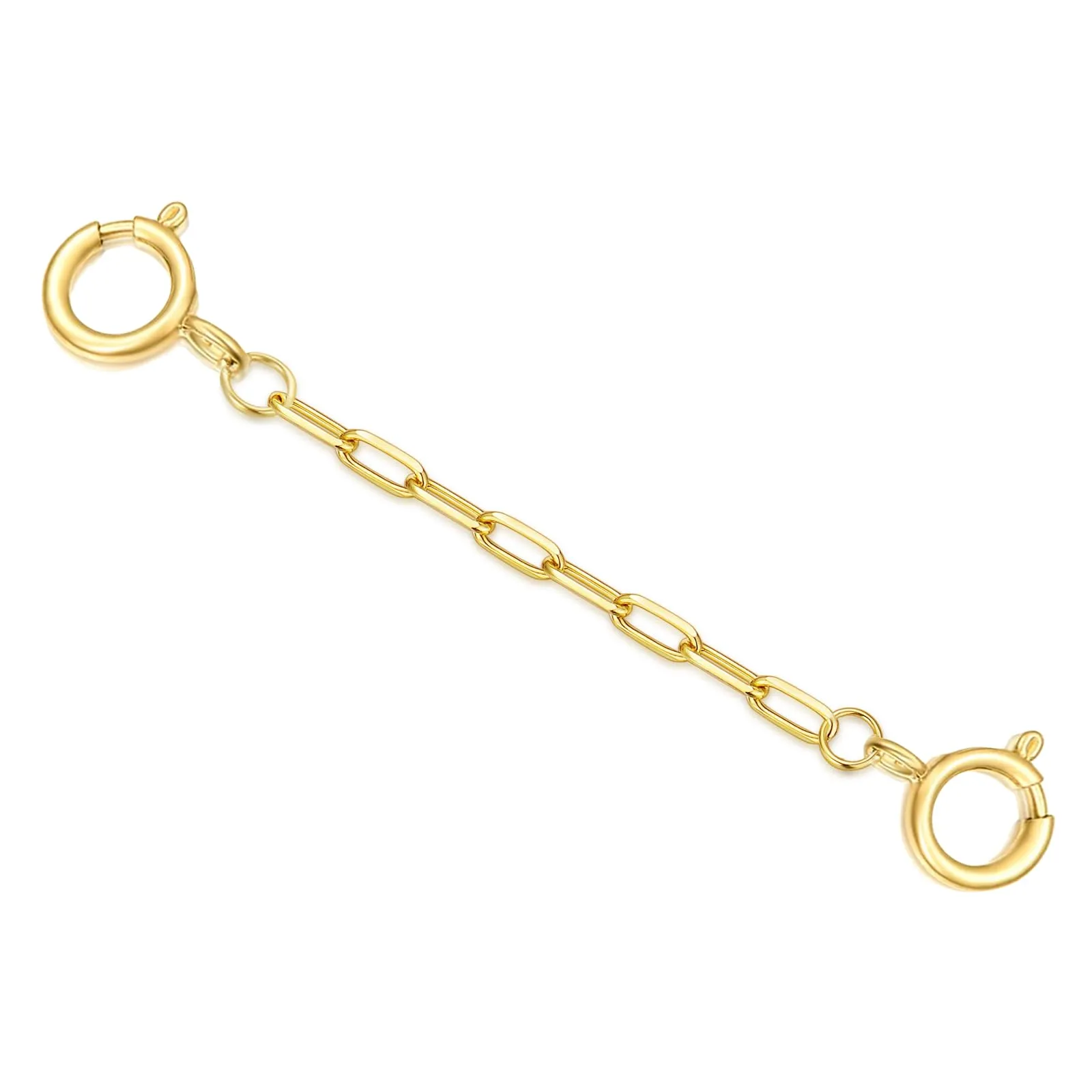 14K Yellow Gold Necklace Extender Chain 1'/2'/3'/4'/5' with Double Clasp - Hypoallergenic Jewelry