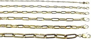 14K Yellow Gold Oval Paperclip Link Chain Necklace 1.5mm-7mm 16'-30'