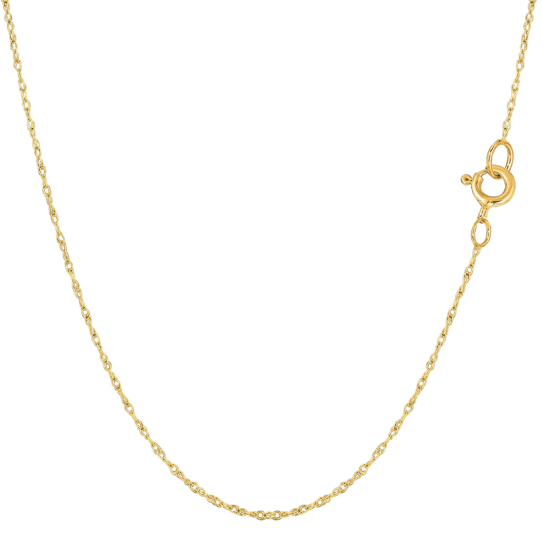 14k Yellow Gold Rope Chain Necklace 0.6mm Thickness 16 Inches Lightweight Durable Jewelry