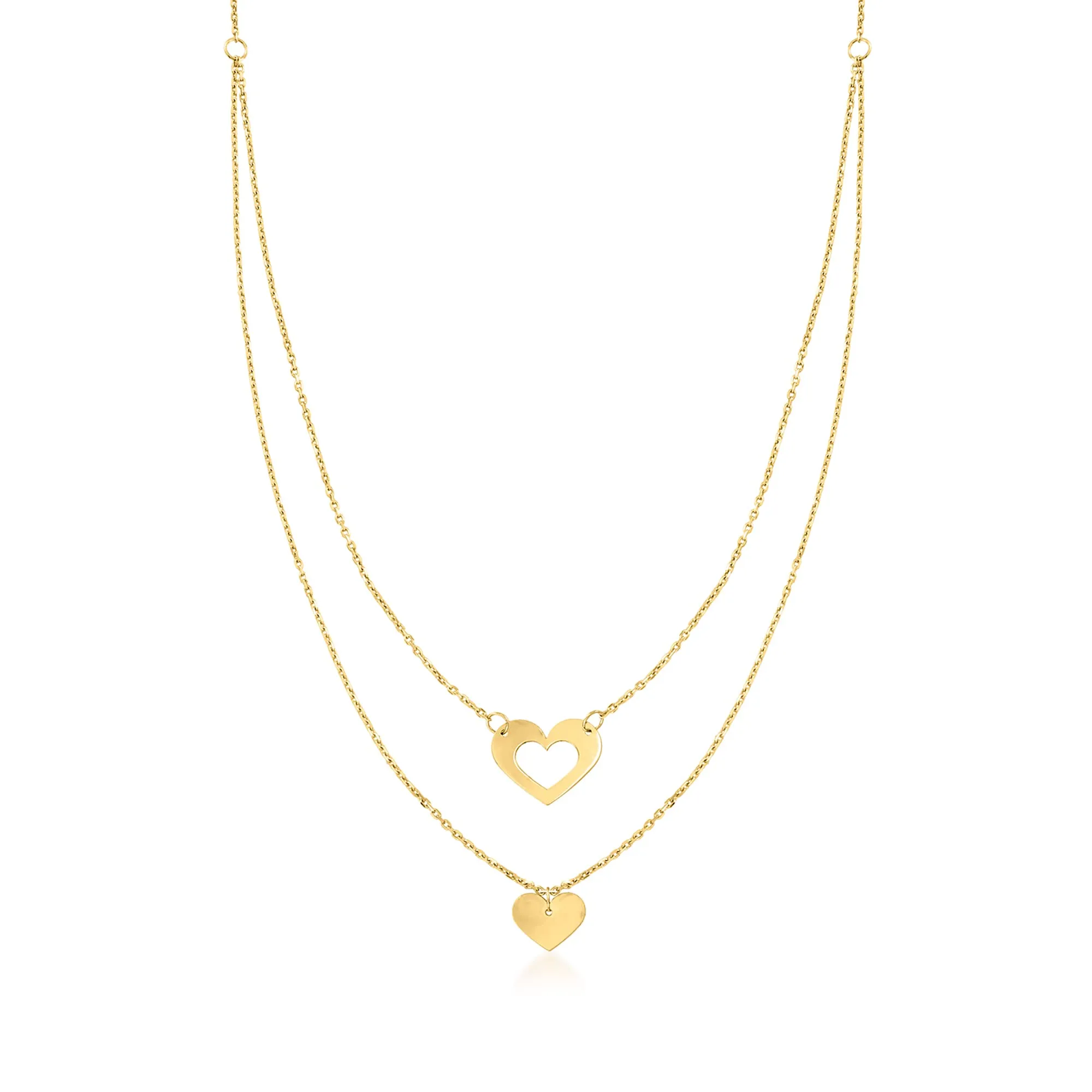 14kt Yellow Gold Double-Heart Layered Necklace by Ross-Simons - 18' Italian Craftsmanship