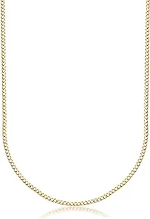 18K Solid Gold 1.8MM Cuban Curb Link Chain Necklace - Italian Craftsmanship & Elegance