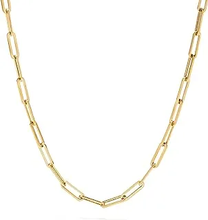 18k Warm Yellow Gold-Plated 4.8mm Paperclip Link Chain Necklace - Adjustable 16'-24' Length