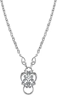 1928 Jewelry Silver Tone Heart Eyeglass Holder Pendant Necklace for Stylish Convenience