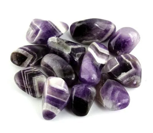 1lb Bulk Tumbled Chevron Banded Amethyst Quartz Crystals - Large Polished Natural Stones