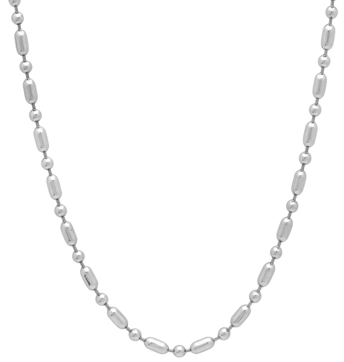 2.3mm High-Polished Stainless Steel Military Ball Chain Necklace - 18 Inch, Lightweight, Durable