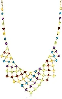 22.70 ct. t.w. Multi-Gemstone Bib Necklace in 18kt Gold Over Sterling