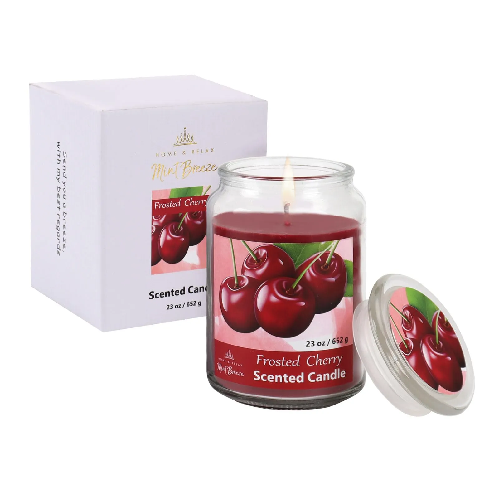 23oz Odor Eliminating Candle - Cherry Scent, 120-Hour Burn, Non-Toxic, Pet-Friendly, Eco-Friendly