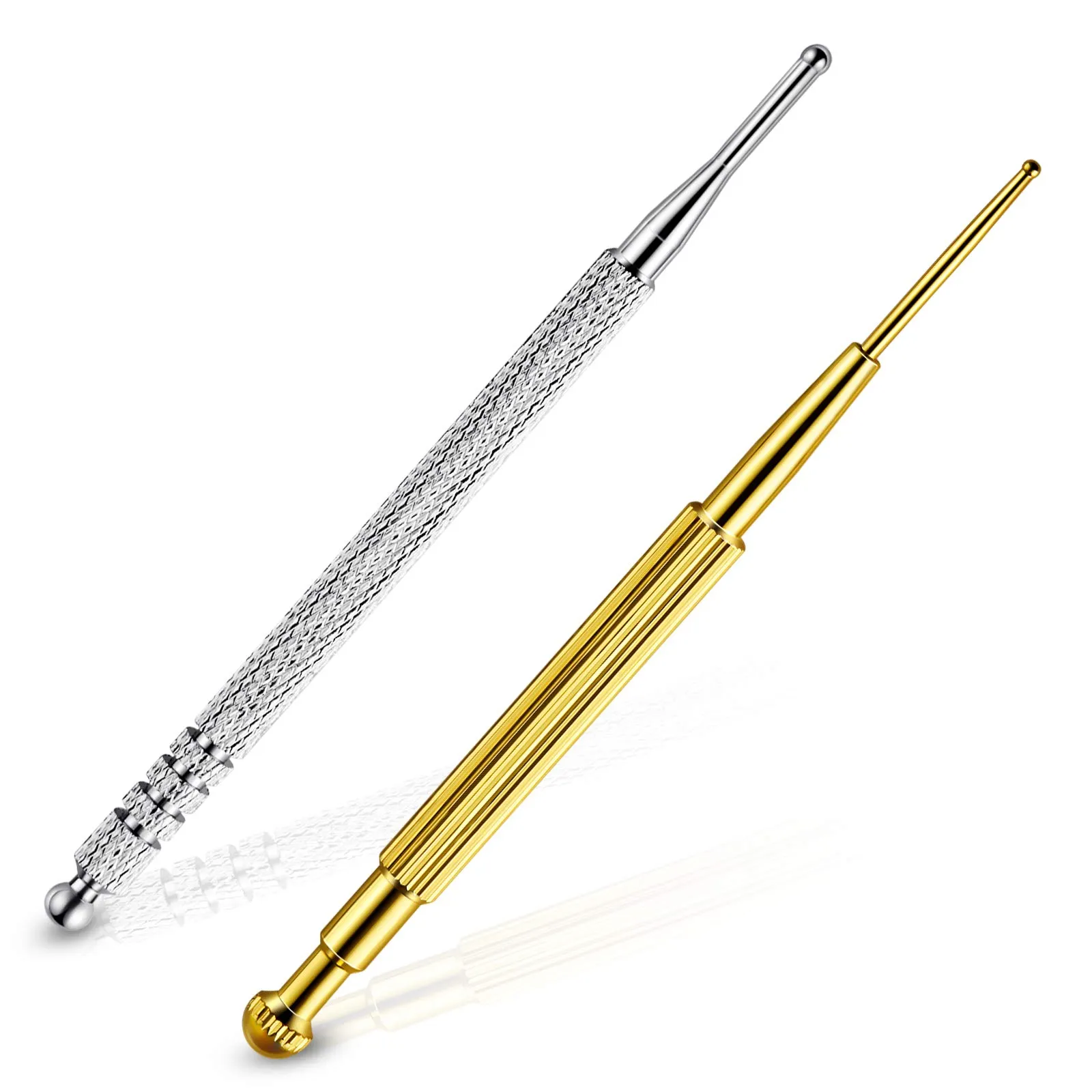 2 Pieces Stainless Steel Facial Reflexology Massage Tool Set, Gold & Silver Acupuncture Pen