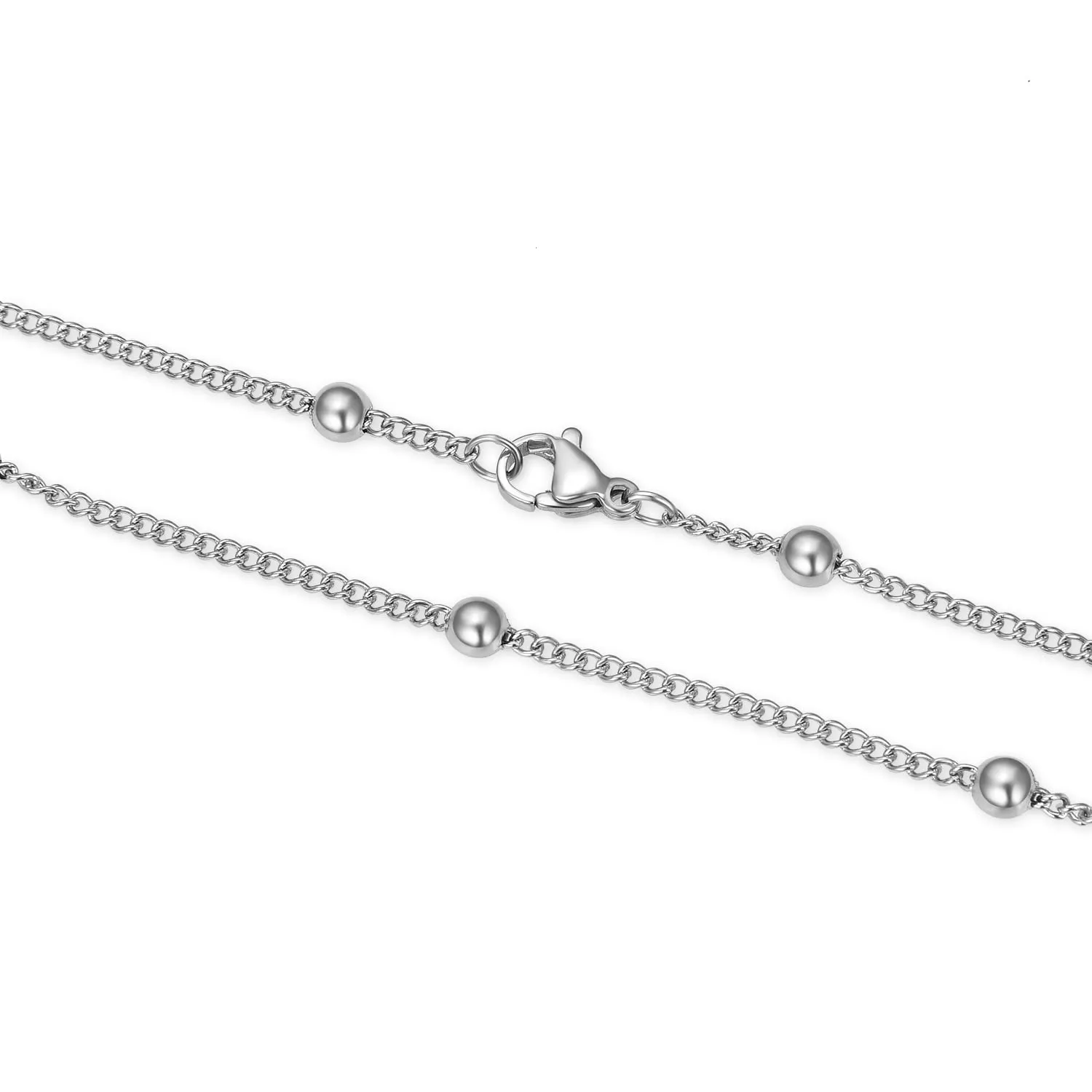 304 Grade Surgical Stainless Steel Satellite Chain Necklace 18 Inch, Tarnish Resistant, Hypoallergenic