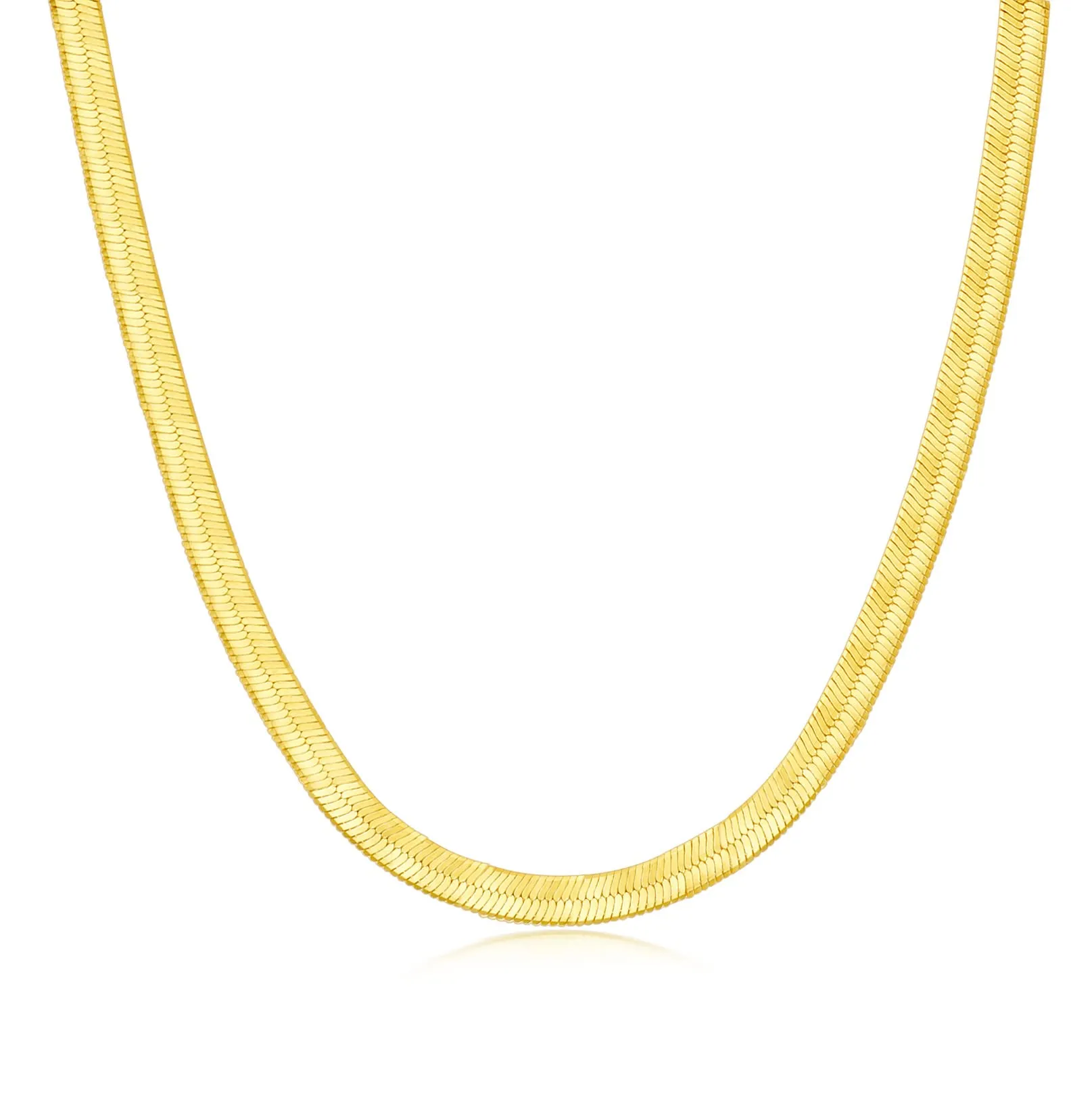 3MM/4.5MM Italian Herringbone Chain Necklace 16 Inch 925 Sterling Silver 18K Gold Plated