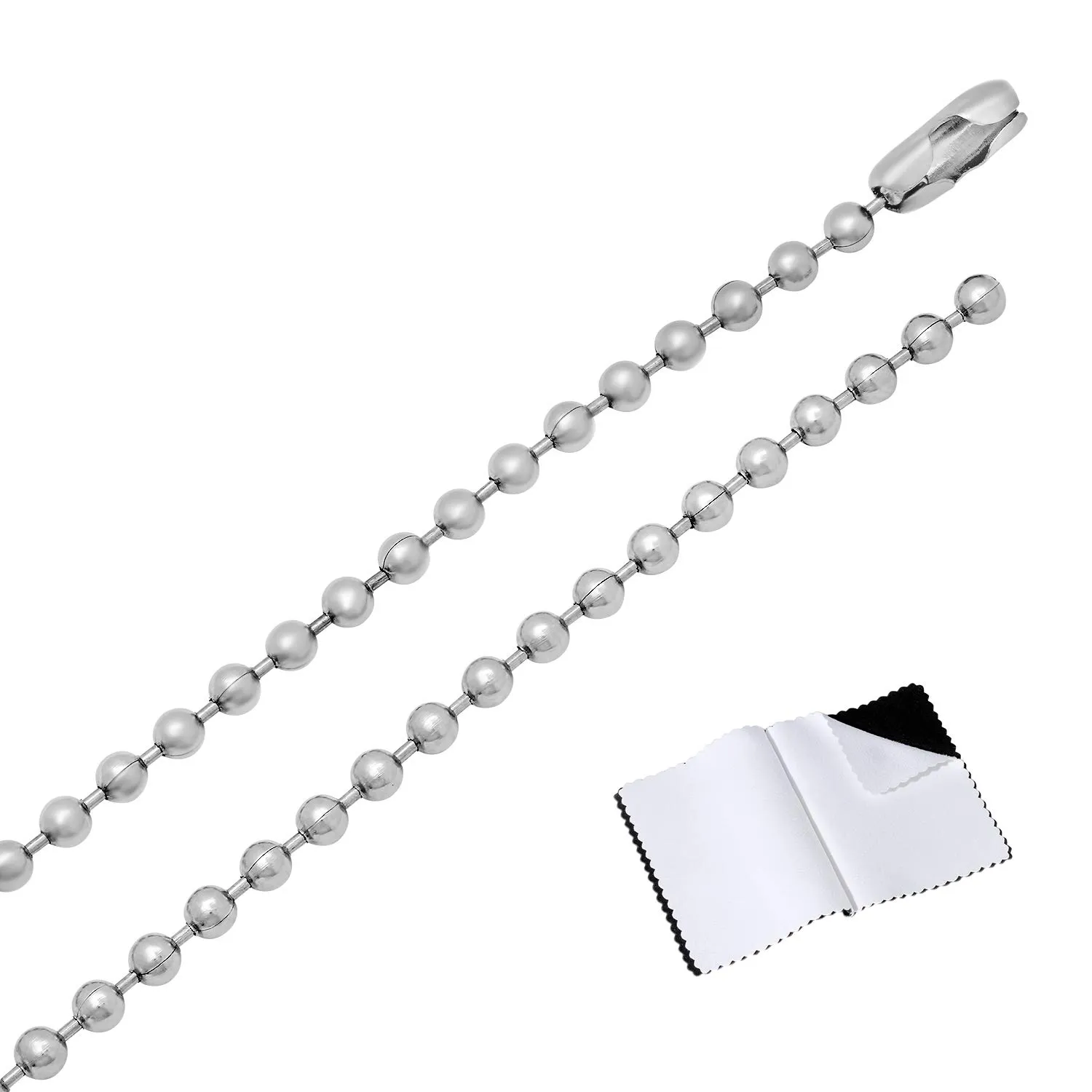 3mm High-Polished Stainless Steel Ball Military Necklace - Durable, Elegant, 22-Inch Length, Lightweight