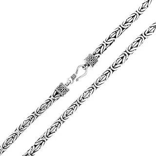 3mm Round Byzantine Bali Handmade Chain Necklace in Solid 925 Sterling Silver