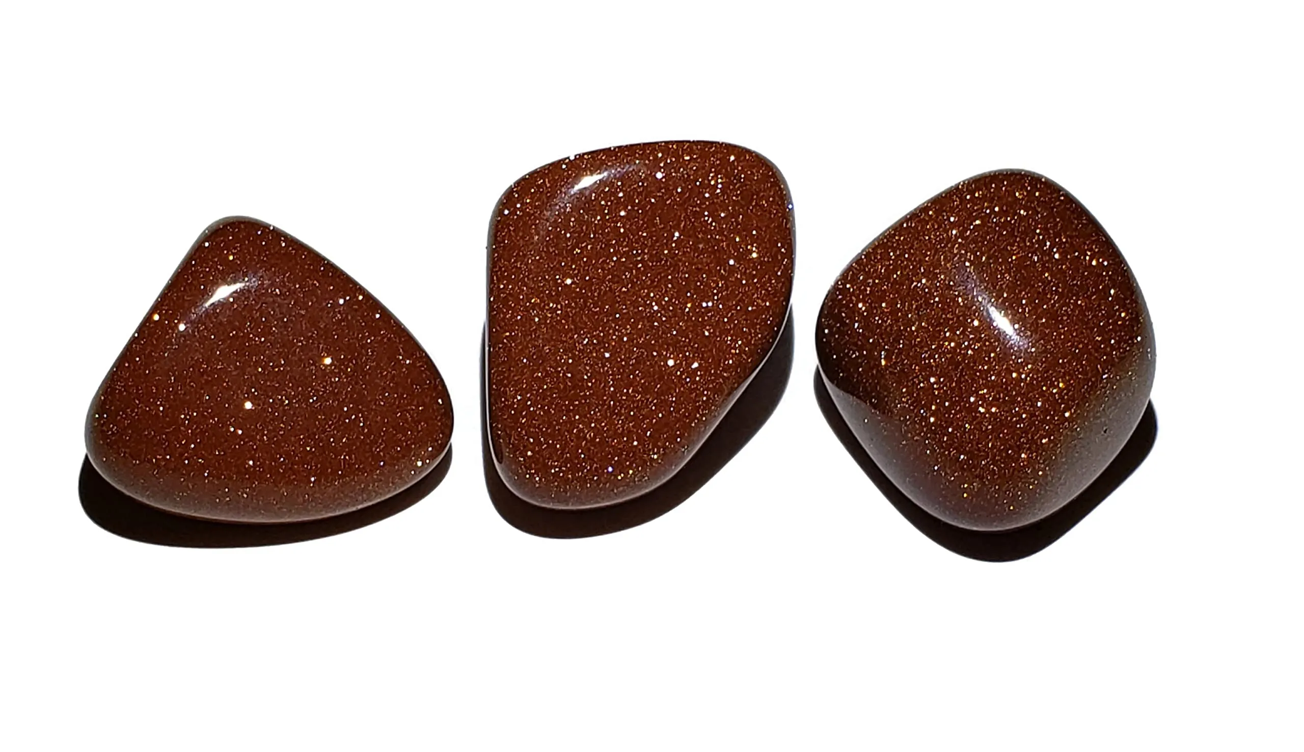 3pc Set Red Goldstone 25-31mm Sparkly Tumbled Healing Crystal Gemstone Specimens