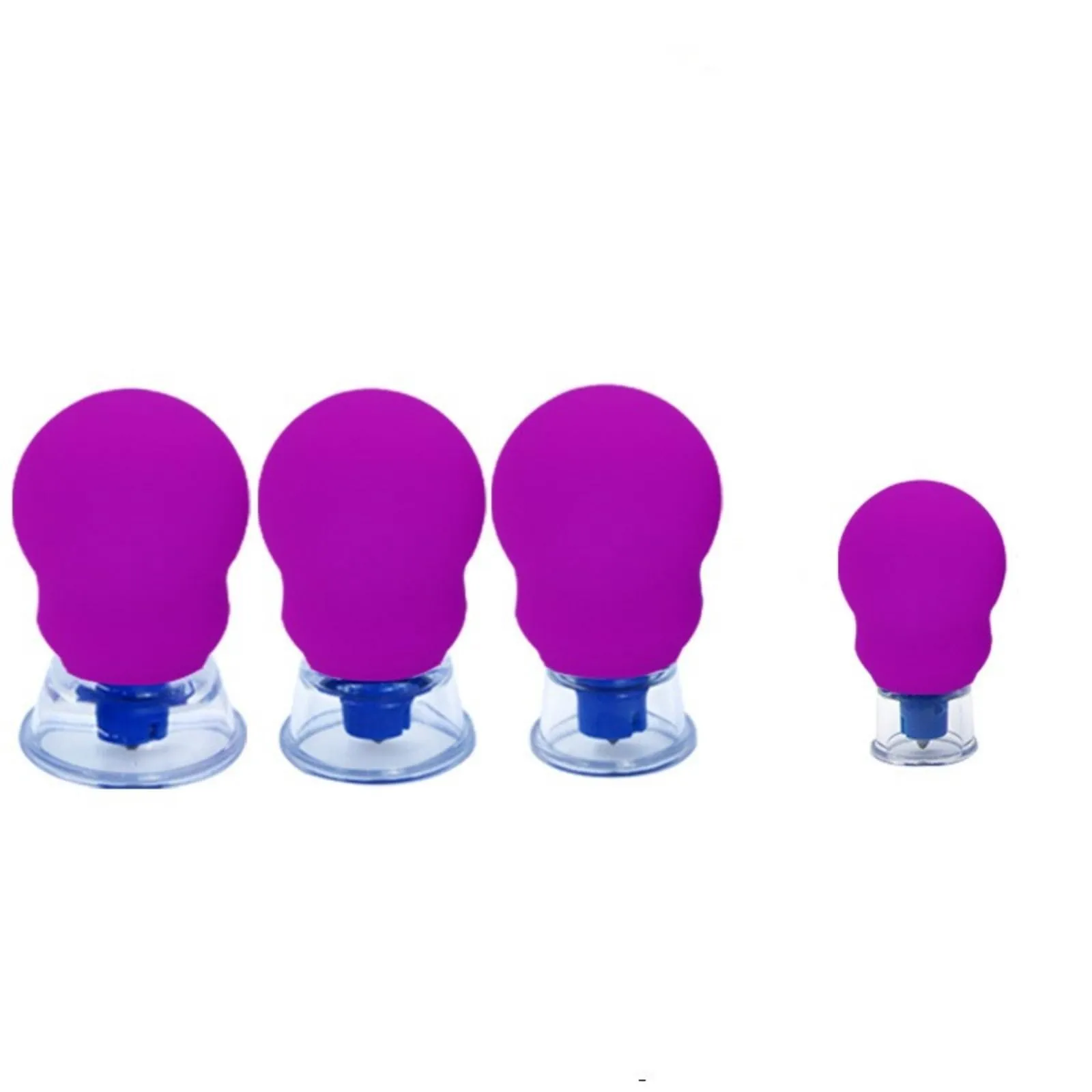 4-Piece Magnetic Silicone Cupping Set for Facial Massage & Anti-Wrinkle, Pink, by Hunqia