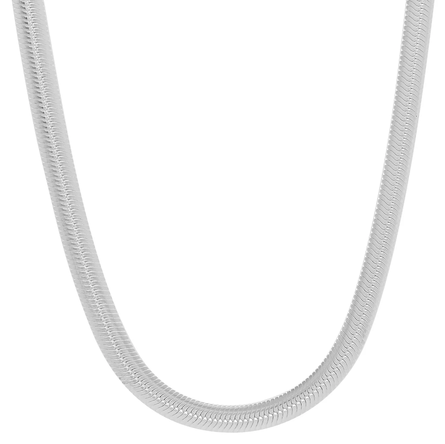 4.6mm Solid .925 Sterling Silver Flat Herringbone Necklace - 18 Inches, High-Polished Finish