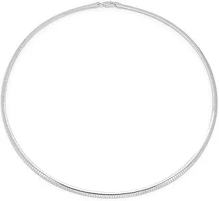 4mm Solid .925 Sterling Silver Flat Omega Chain Necklace for Elegant Style