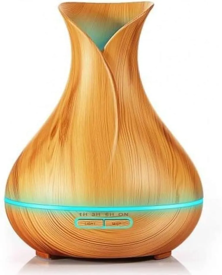 550ml Essential Oil Diffuser with Remote, 5 in 1 Ultrasonic Aromatherapy Humidifier (Wood)