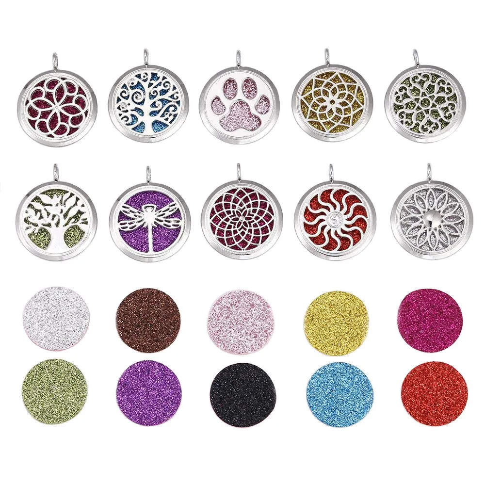 5pcs Mixed Pearl Cage Floating Pendant Aroma Diffuser Charms Stainless Steel Necklace Locket