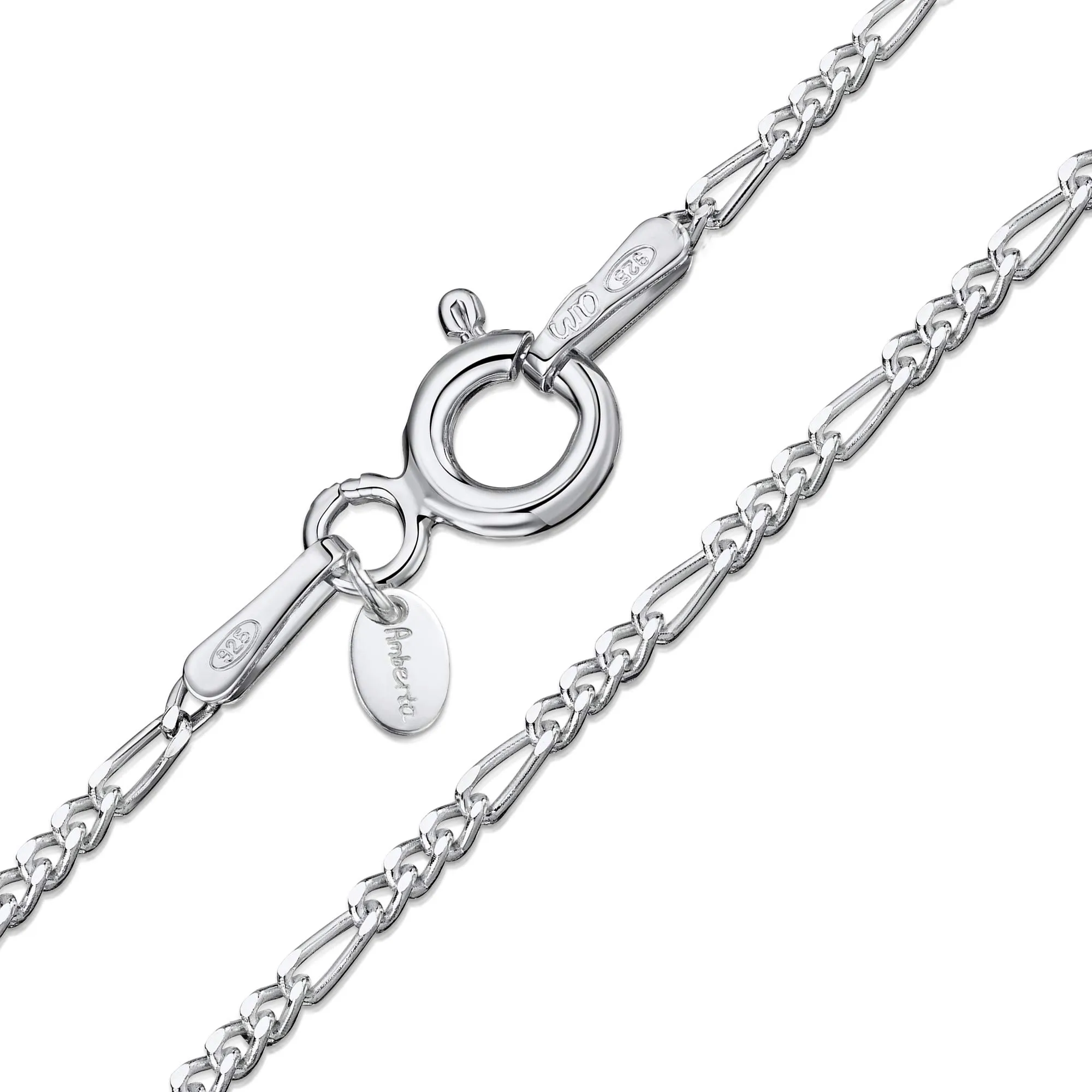 925 Sterling Silver 1.5mm Figaro Chain Necklace 20inch - Hypoallergenic, Lightweight, Premium Quality