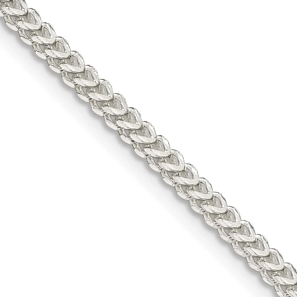 925 Sterling Silver 2mm Diamond-cut Square Franco Chain Necklace 24' - Gift-Boxed Jewelry