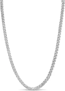 925 Sterling Silver Franco Chain Necklace - Hypoallergenic & Unisex - Lobster Clasp Closure