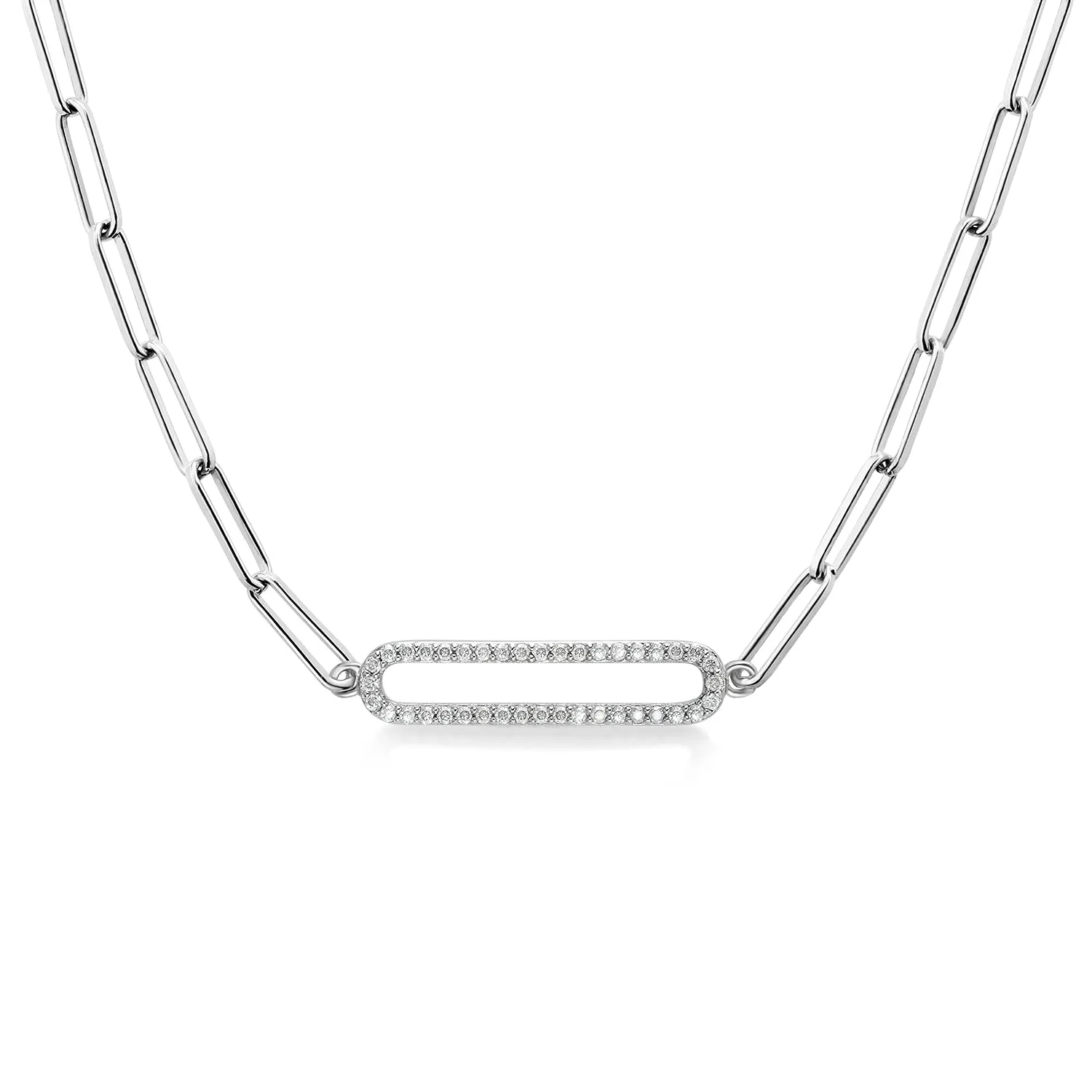 925 Sterling Silver Paperclip Chain Necklace Set with 0.30cttw Moissanite - Sophisticated Gift